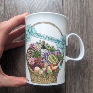 Vintage Fortnum & Mason Bone China Mug with Fruit Basket Design